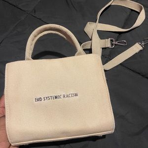 Beige Canvas End Systemic Racism tote (Brandon Blackwood)